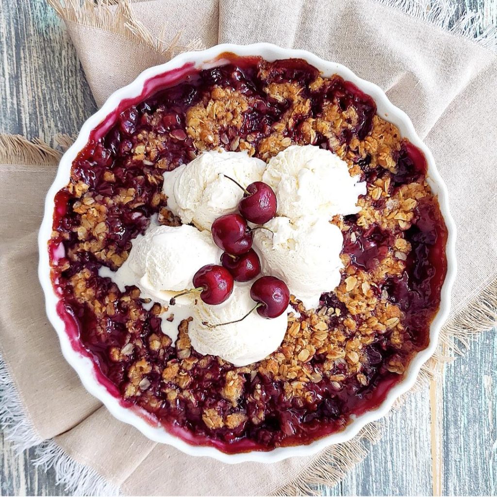 Cherry Crisp with Fresh Cherries - Whisking Wolf