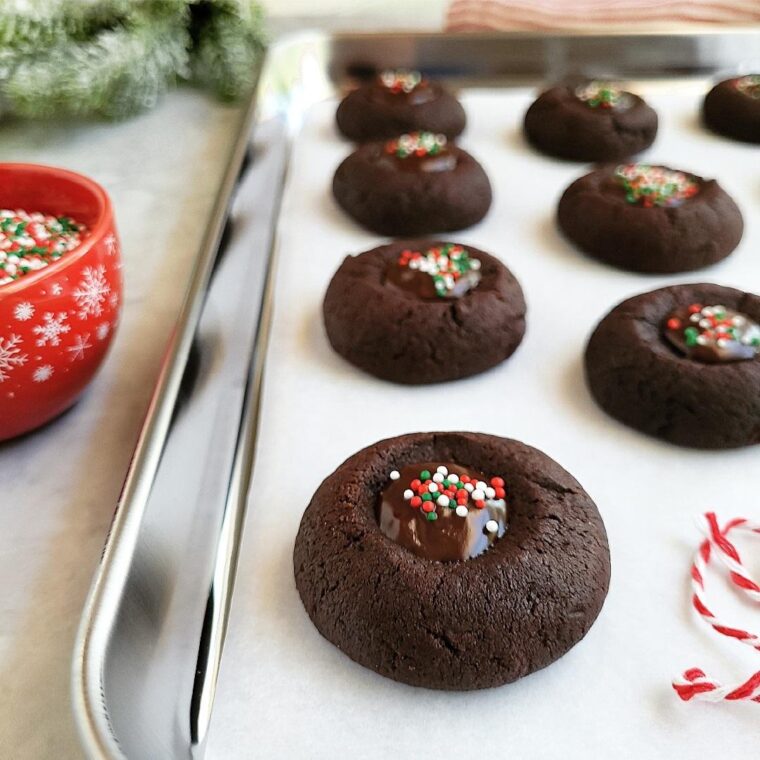 Dark Chocolate Thumbprint Cookies - Whisking Wolf