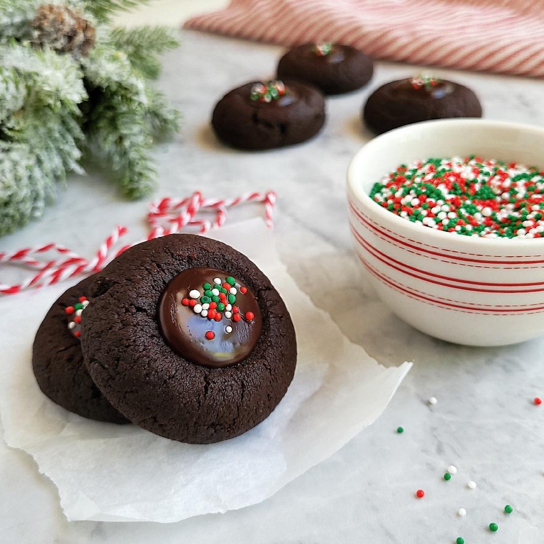 Dark Chocolate Thumbprint Cookies - Whisking Wolf